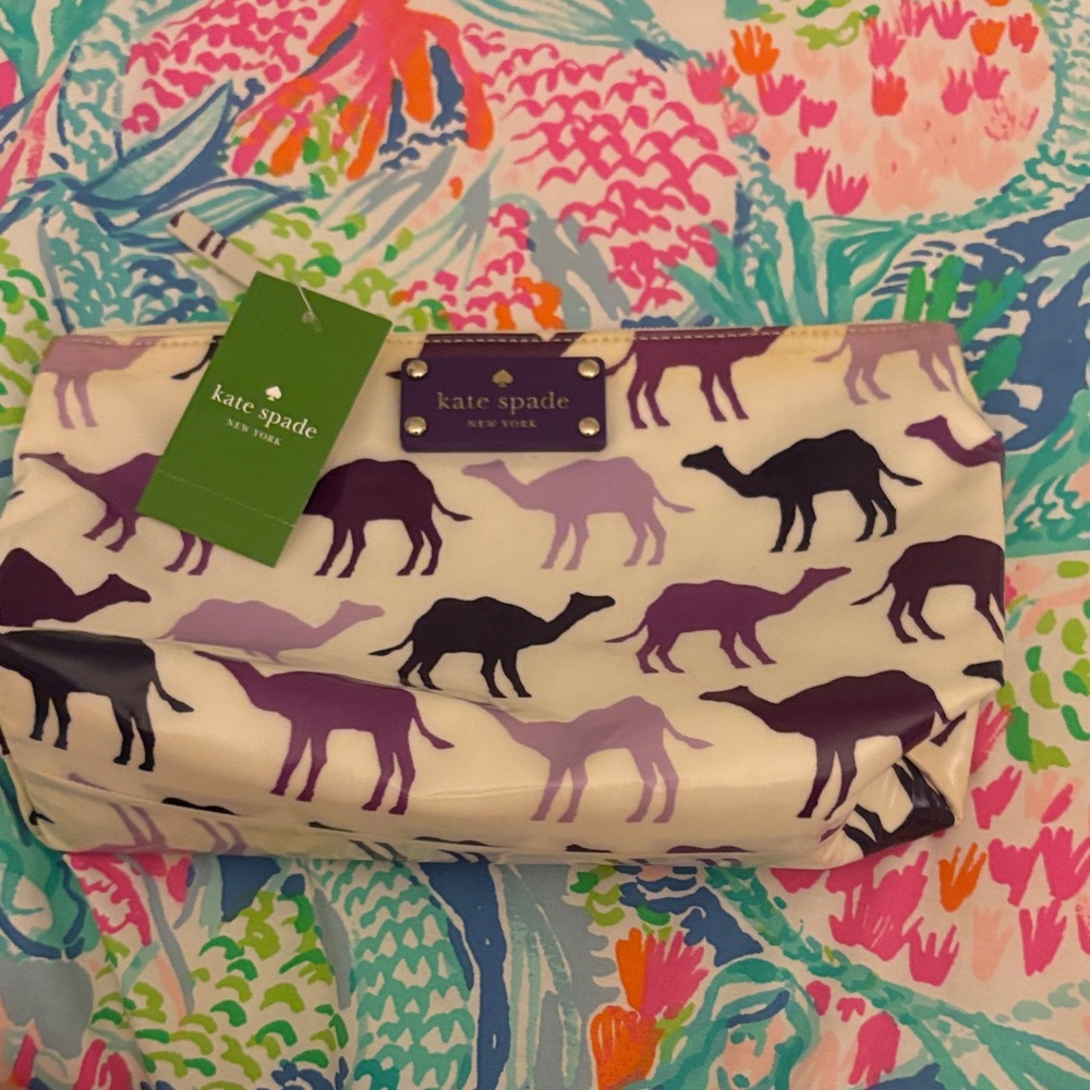 Kate Spade Purple and Black Camel Print Pouch